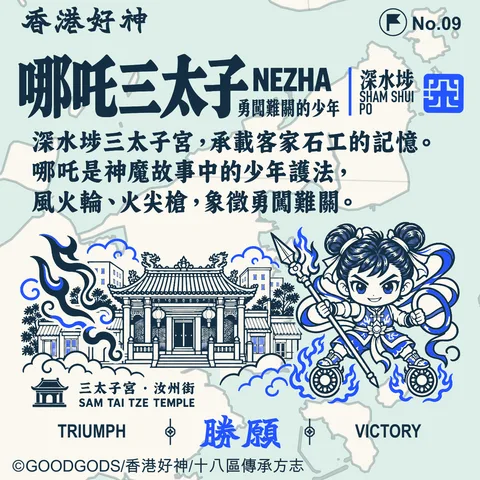 No.09 哪吒三太子 背面：深水埗三太子宮 · 汝州街 地方故事