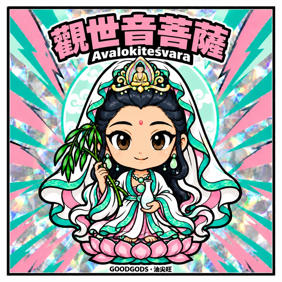 No.08 觀世音菩薩（油尖旺）幻彩貼紙正面