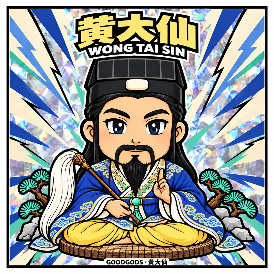 No.13 黃大仙（黃大仙）幻彩貼紙正面