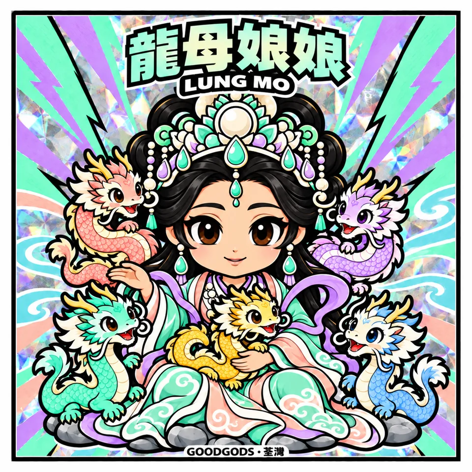 No.14 龍母娘娘（荃灣）幻彩貼紙正面